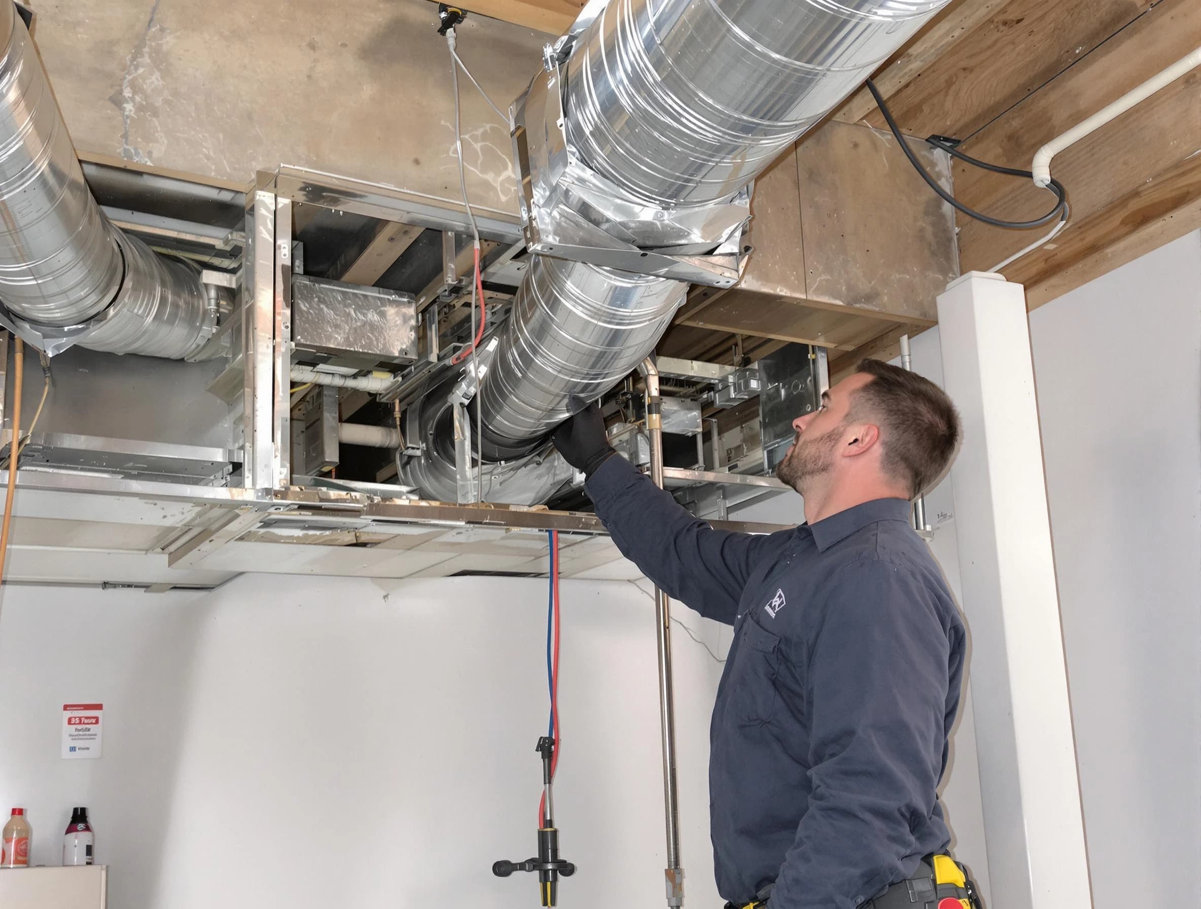Shaler Air Duct Cleaning technician performing professional air duct repair using specialized tools in Shaler