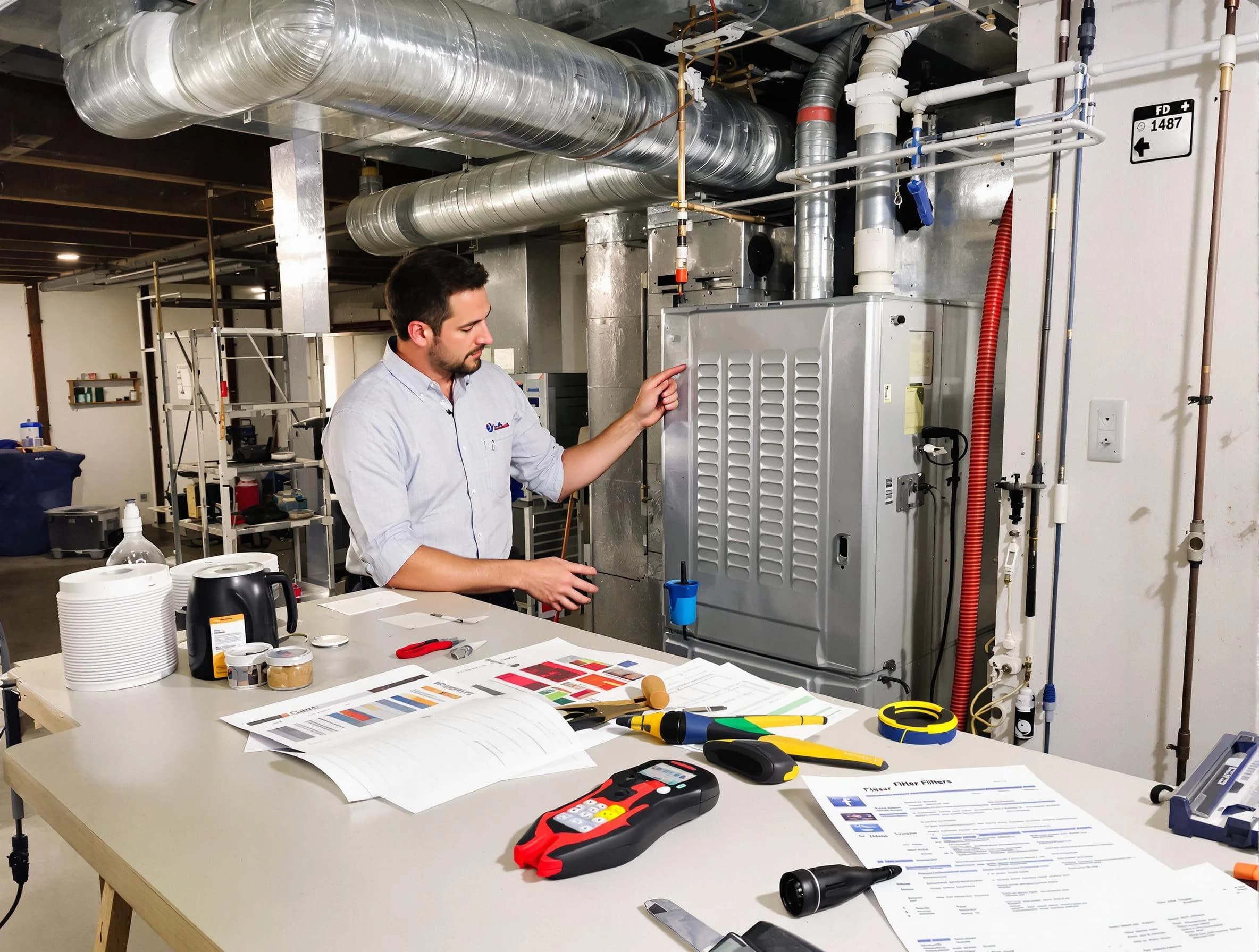 Shaler Air Duct Cleaning inspector conducting detailed filter system evaluation using professional diagnostic tools in Shaler