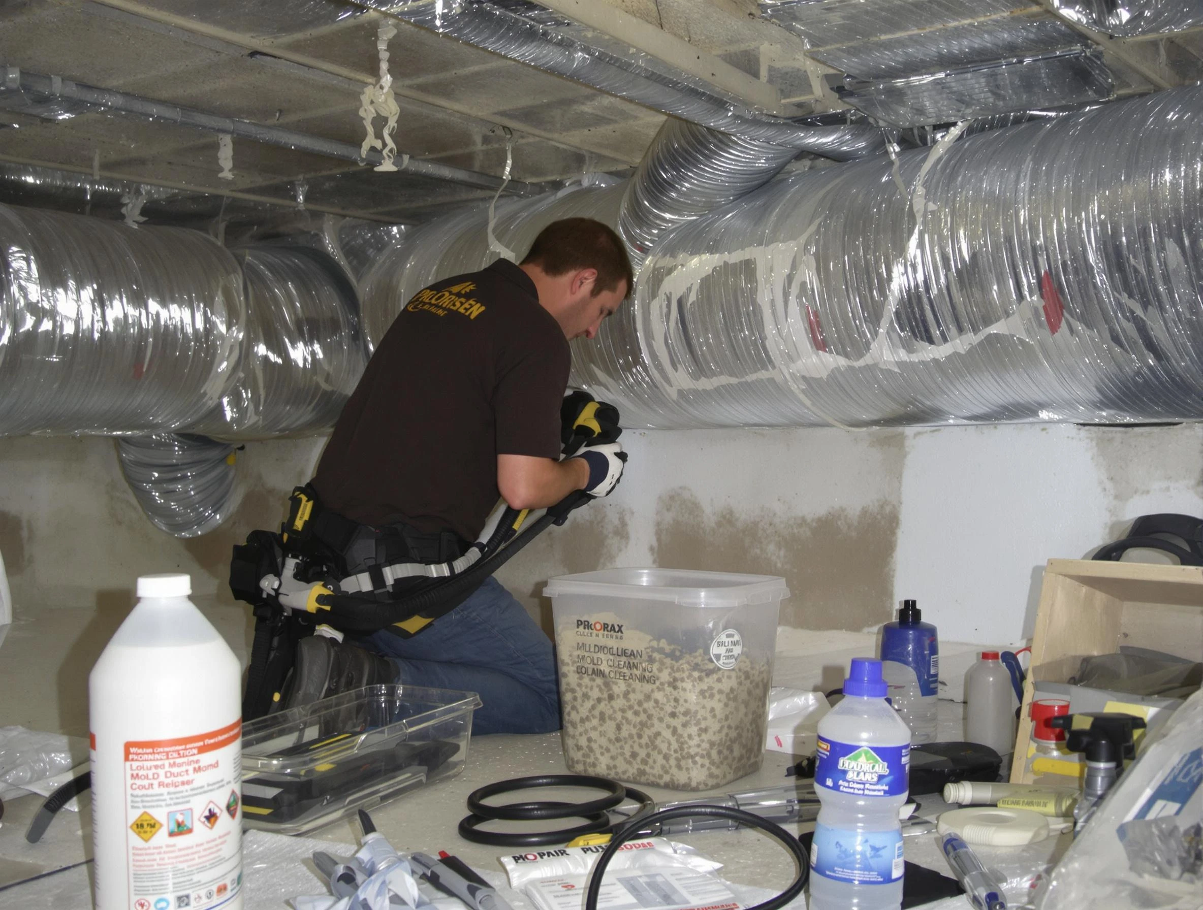 Shaler Air Duct Cleaning specialist performing professional mold removal from air ducts in Shaler